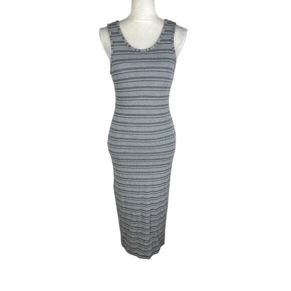 Marine Layer Lexi Daytime Striped Knit Grey Tank Midi Dress Lined Size Small - Picture 1 of 7